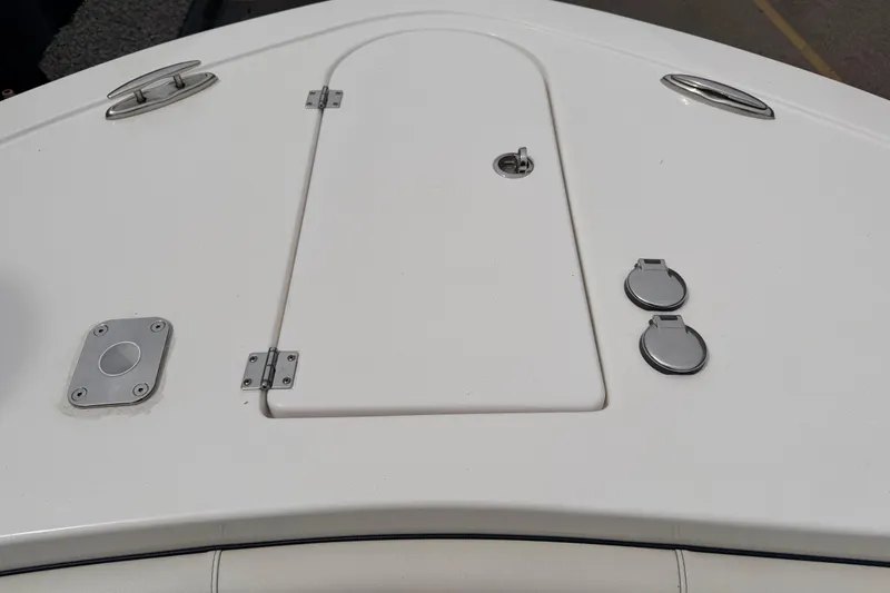Slide: The Image of 2024 Tidewater 256 LXF boat deck with hatch and fittings. - 20