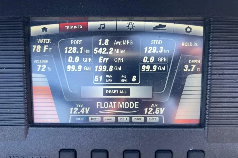 Slide: The Image of Dashboard display of a 2017 Yamaha Boats 242 Limited S, showing trip and system information. - 2