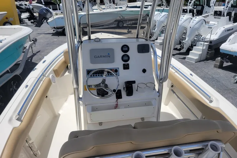 Slide: The Image of 2019 Key West 219 FS boat dashboard with Garmin navigation system. - 3
