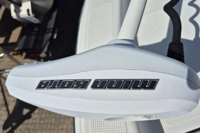 Slide: The Image of Minn Kota motor on a 2018 Boca Bay 224 Bay boat, close-up view. - 19