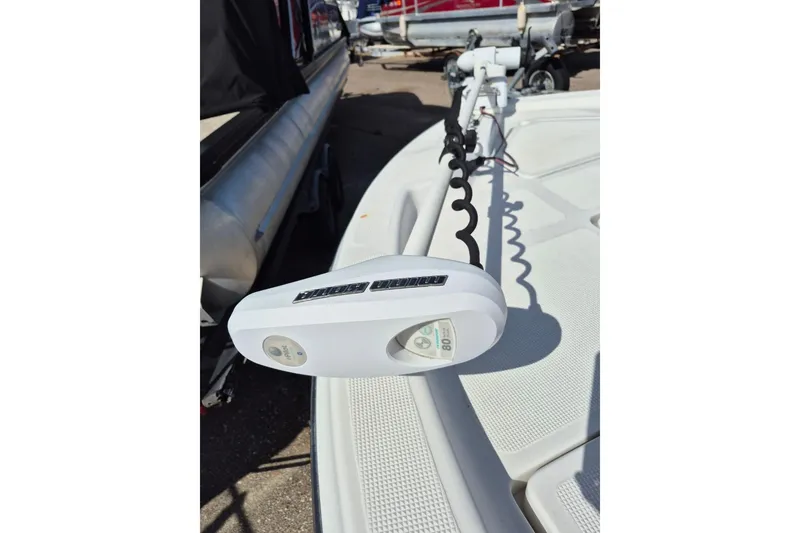 Slide: The Image of 2018 Boca Bay 224 Bay boat with trolling motor on deck. - 20
