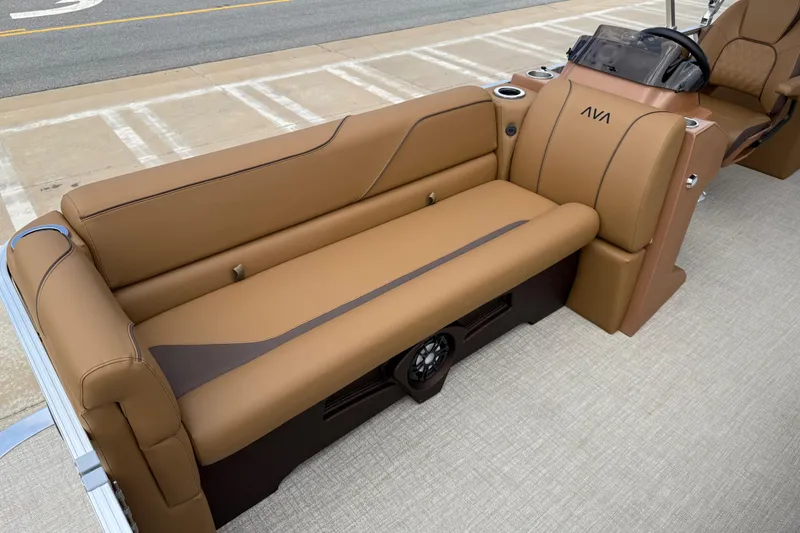 Slide: The Image of 2026 Avalon VENTURE QUAD LOUNGE with luxurious brown seating and modern dashboard design. - 10
