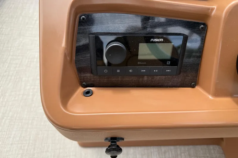 Slide: The Image of Fusion audio system on 2026 Avalon VENTURE QUAD LOUNGE boat dashboard. - 24