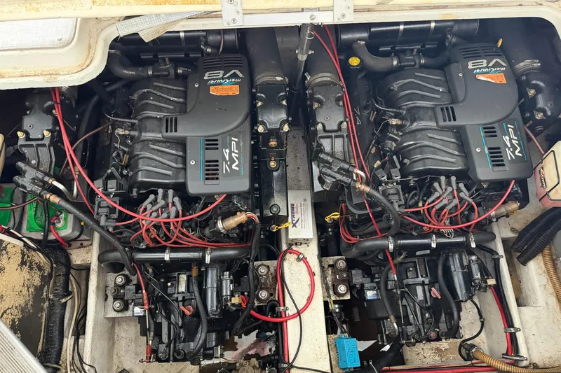Slide: The Image of Twin MerCruiser 7.4 MPI engines in a 1998 Formula 34 Performance Cruiser. - 35