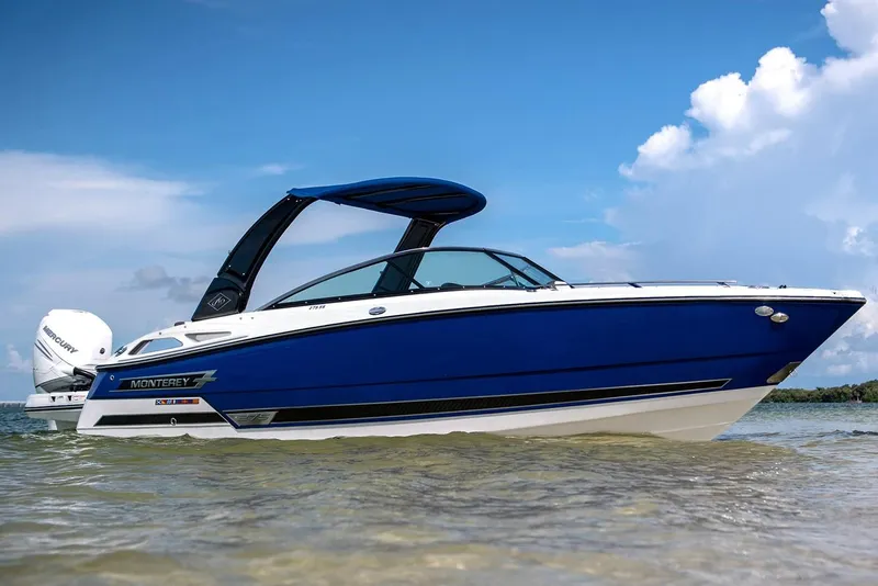 Slide: The Image of Manufacturer Provided Image: 2025 Monterey 275SS Super Sport boat on clear water under blue sky. - 2