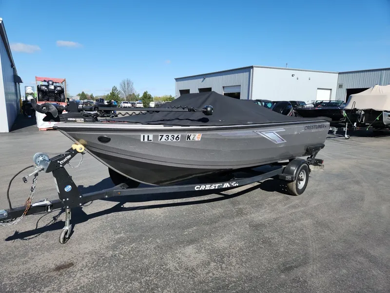 Slide: The Image of 2020 Crestliner 1650 Fish Hawk SE SC boat on trailer. - 7