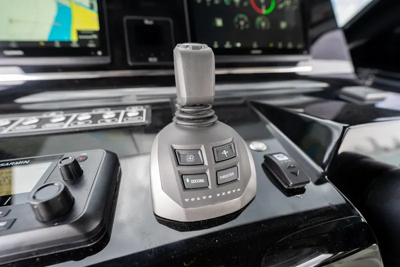 Slide: The Image of Control panel of 2026 Solaris Power 44 Sport Turismo with joystick and navigation display. - 15
