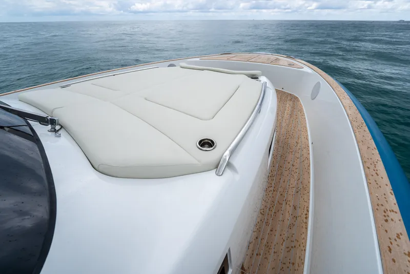 Slide: The Image of Front deck of 2026 Solaris Power 44 Sport Turismo yacht on open sea. - 29