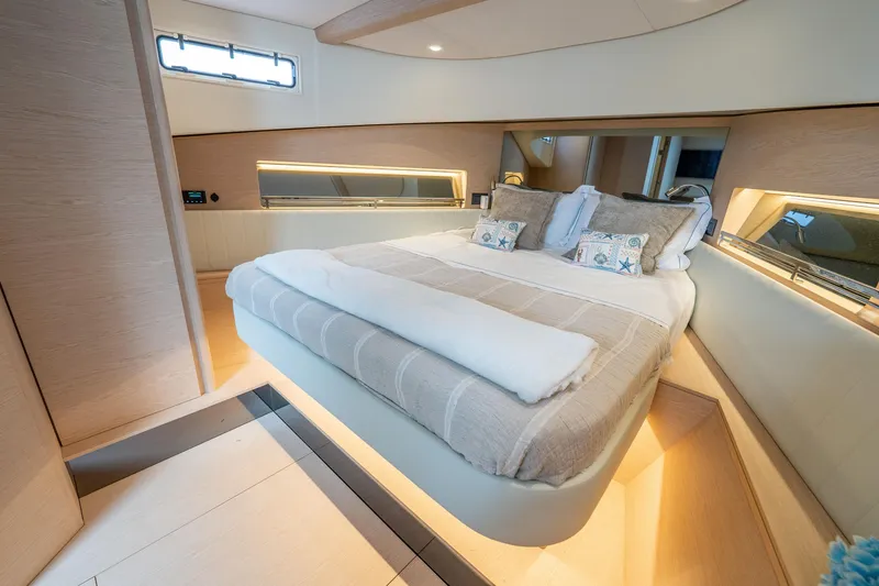 Slide: The Image of Luxurious interior cabin of 2026 Solaris Power 44 Sport Turismo yacht, featuring a cozy bed. - 31