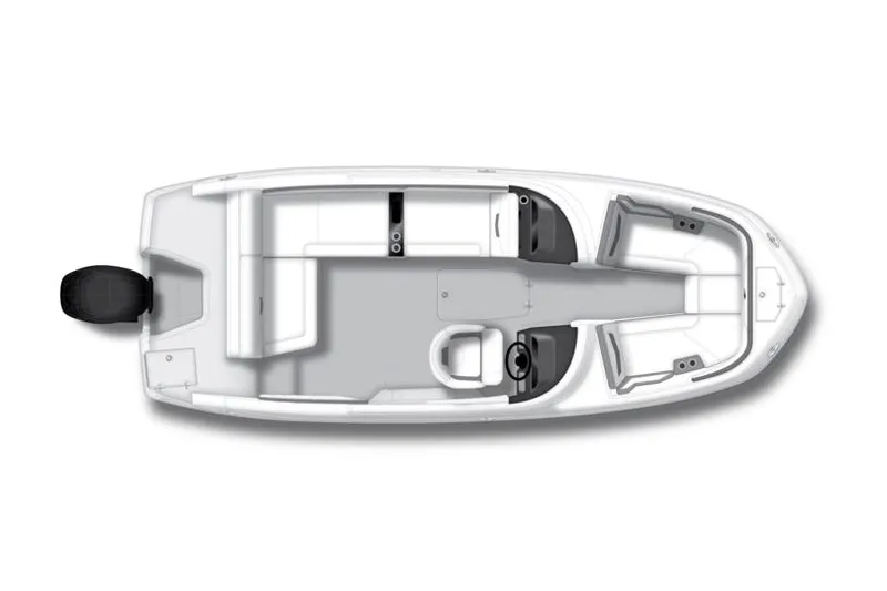 Slide: The Image of Manufacturer Provided Image: Top view of 2026 Monterey M-225 boat layout, featuring seating and steering areas. - 7