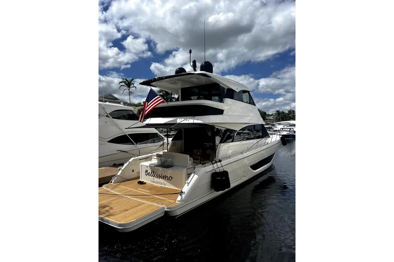 Slide: The Image of Underside of 2025 Maritimo M55 yacht showing propeller and drive. - 41