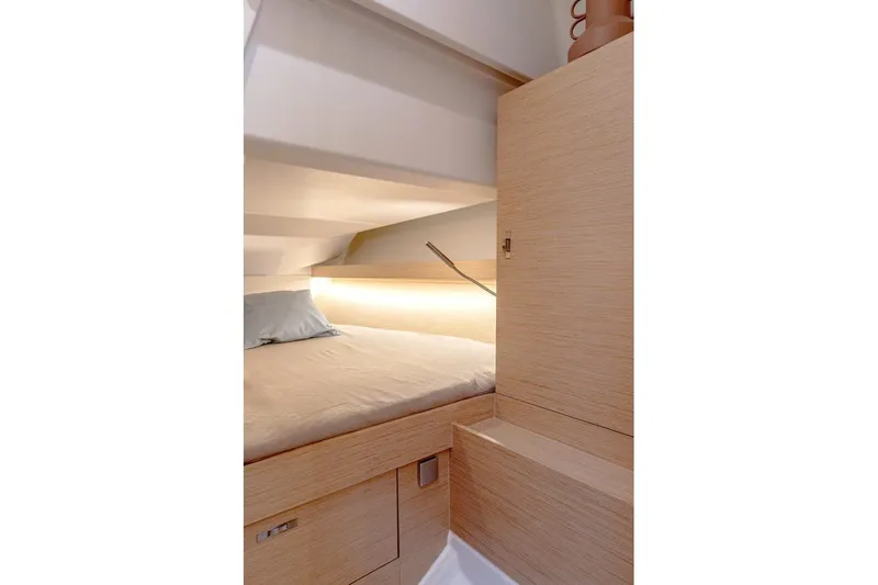 Slide: The Image of Interior of Hanse 360 yacht 2026 featuring modern bedroom design. - 7
