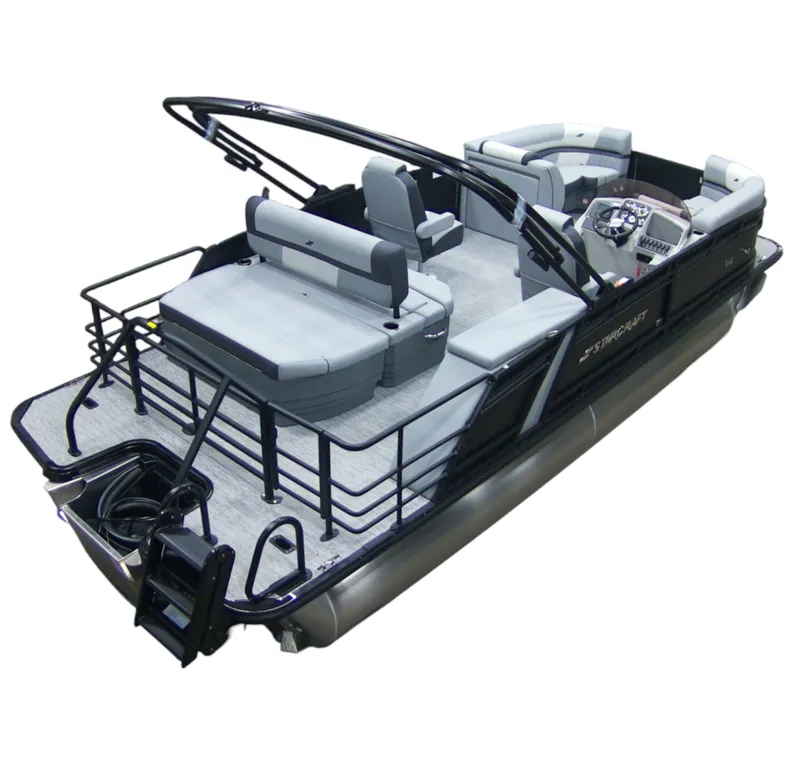 Slide: The Image of 2026 Starcraft EXS-3 Q DH pontoon boat with modern seating. - 3