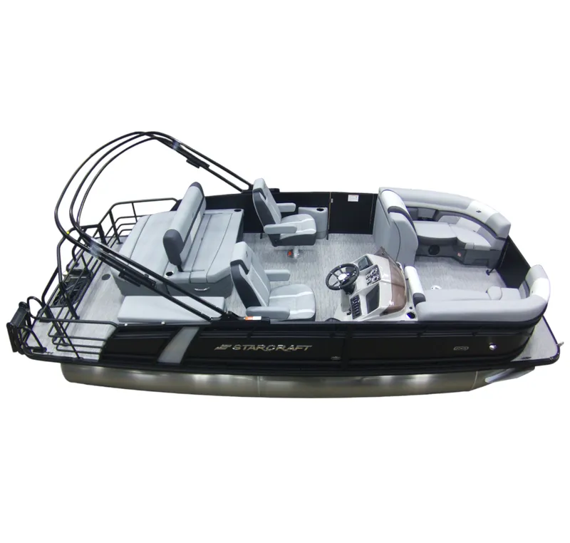 Slide: The Image of 2026 Starcraft EXS-3 Q DH pontoon boat with modern seating. - 4