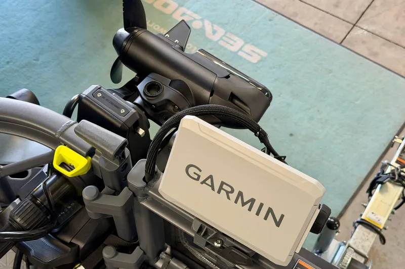 Slide: The Image of 2026 Sea-Doo Switch Fish 21 with Garmin navigation system, close-up view. - 5
