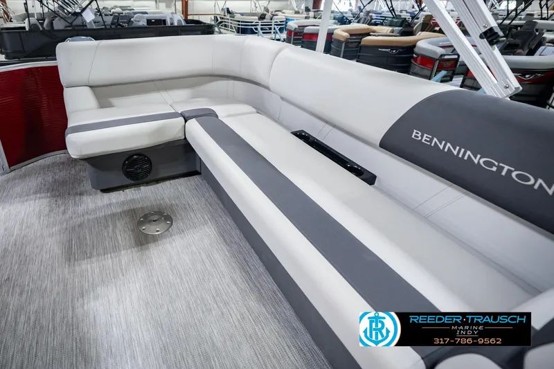 Slide: The Image of Luxurious seating on 2025 Bennington 20 SLS pontoon boat, featuring sleek design and comfort. - 31