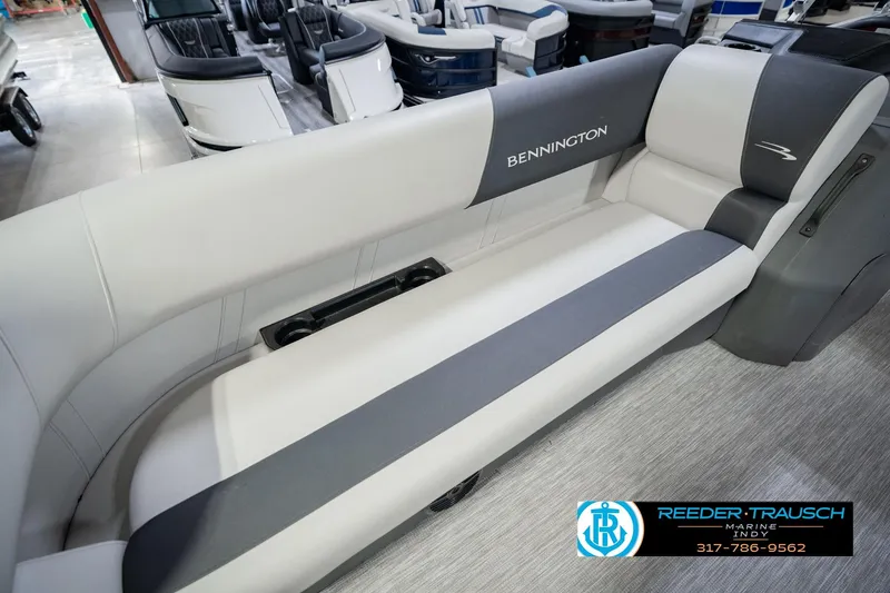 Slide: The Image of 2025 Bennington 20 SLS pontoon boat interior with sleek seating design. - 51