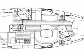 Slide: The Image of Floor plan of a 2003 Beneteau 423 sailboat, showcasing interior layout. - 26