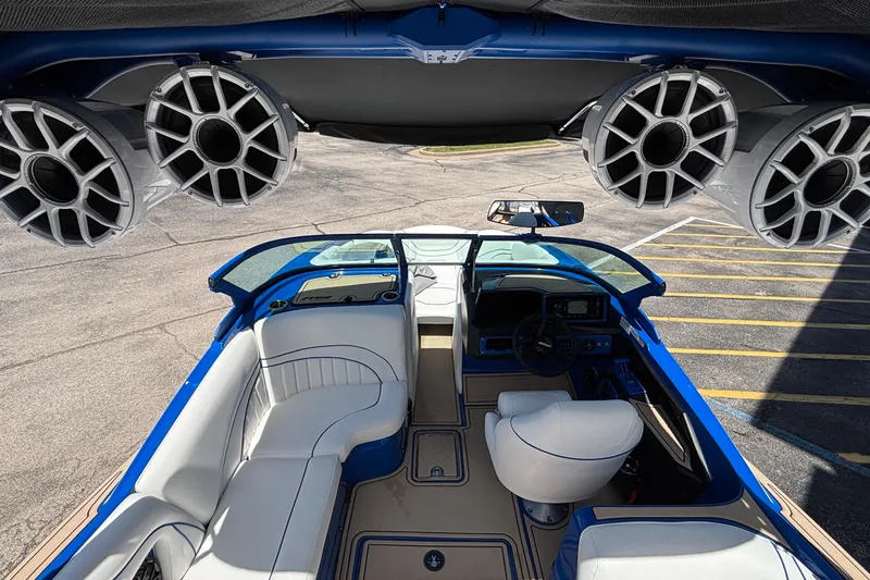Slide: The Image of Interior of 2026 MB B52 23 Alpha boat with premium seating and audio system. - 30