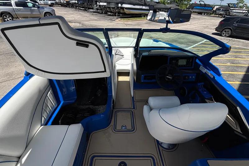 Slide: The Image of Interior of 2026 MB B52 23 Alpha boat with modern dashboard and seating. - 35