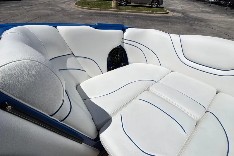 Slide: The Image of Luxurious white seating with blue accents in 2026 MB B52 23 Alpha boat. - 50