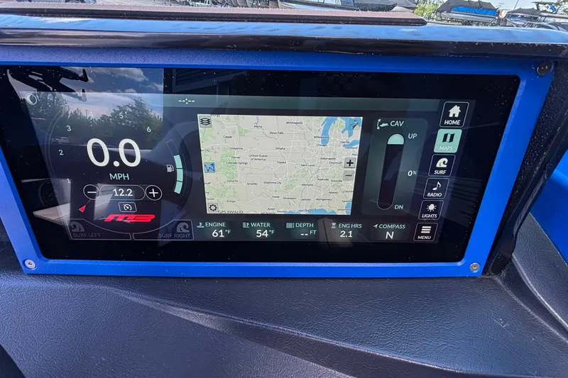 Slide: The Image of Dashboard of 2026 MB B52 23 Alpha boat with digital display and navigation map. - 61