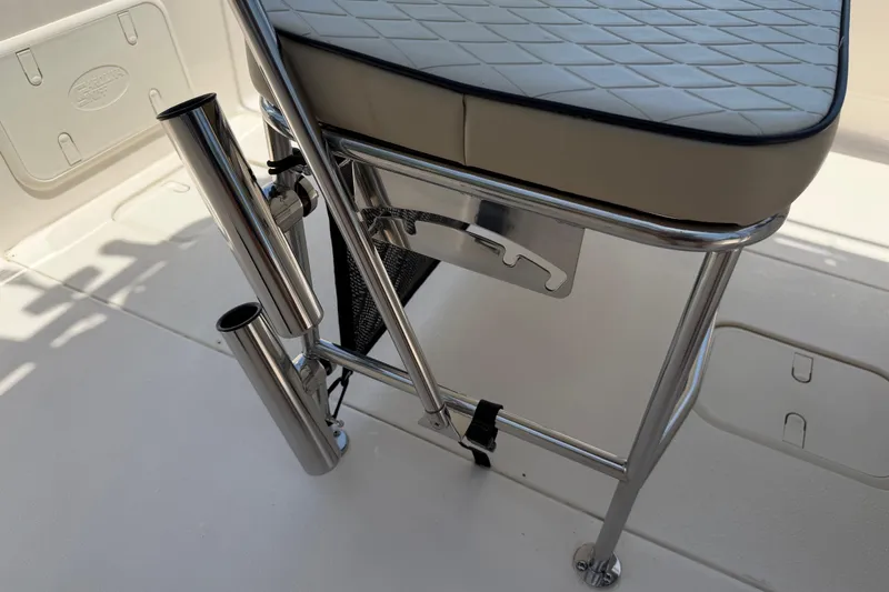 Slide: The Image of 2023 Carolina Skiff 21 LS boat seat with stainless steel rod holders. - 41