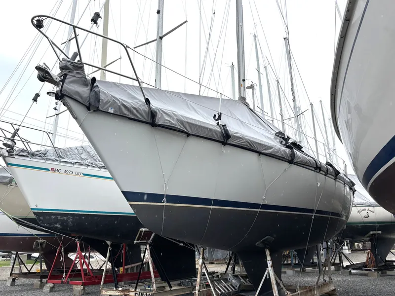Slide: The Image of 1988 Ericson 34-2 sailboat in dry dock, Muskegon, MI. - 15