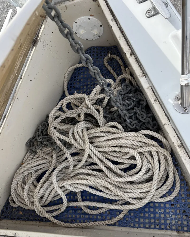 Slide: The Image of Bow view of Ericson 34-2 yacht with anchor, 1988 model. - 21