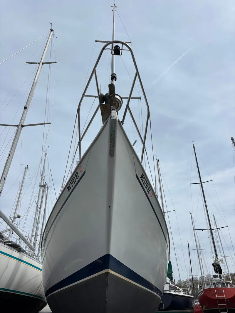 Slide: The Image of 1988 Ericson 34-2 sailboat on a dry dock. - 4