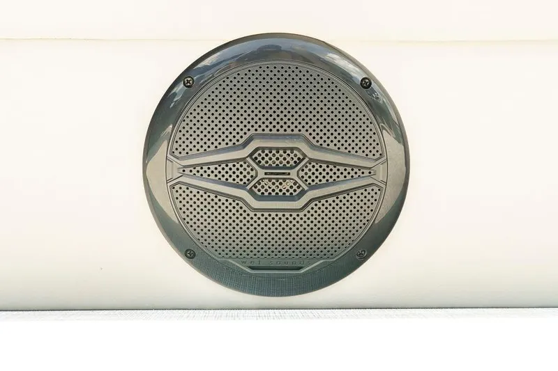 Slide: The Image of Speaker grille on Dockside 22DF boat, model year 2026, featuring sleek design. - 27