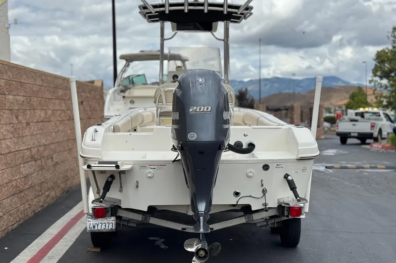 Slide: The Image of 2014 Carolina Skiff 23 Ultra Elite SS boat with Yamaha 200 engine on trailer. - 4