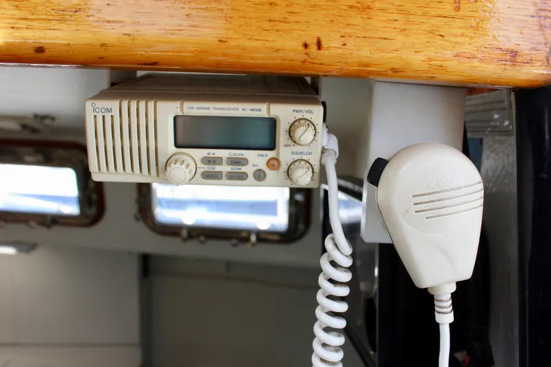 Slide: The Image of VHF marine transceiver IC-M58 in a 1993 Freya 39 boat interior. - 23