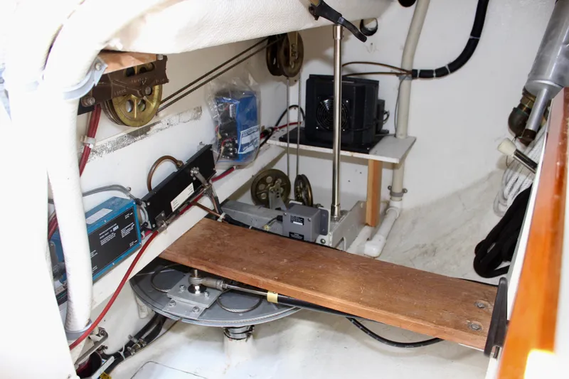 Slide: The Image of Interior of a 1993 Freya 39 sailboat showing mechanical and electrical components. - 34