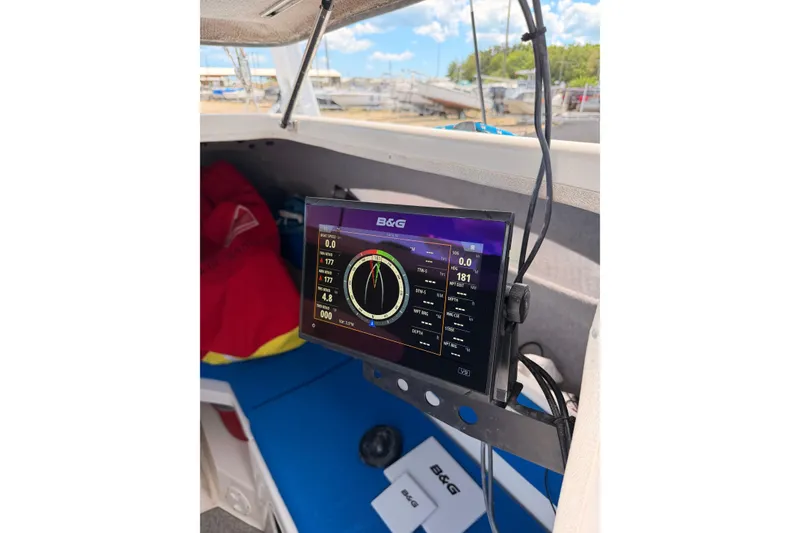 Slide: The Image of B&G navigation display inside a 2000 Corsair F-24 MkII sailboat cockpit. - 11