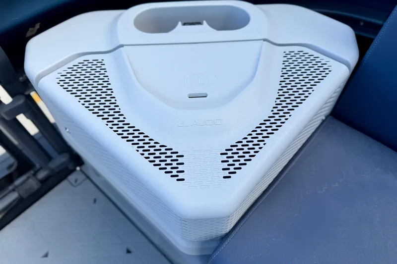 Slide: The Image of JL Audio speaker on 2026 Sea-Doo Switch Cruise Limited 21 boat, featuring sleek design. - 5