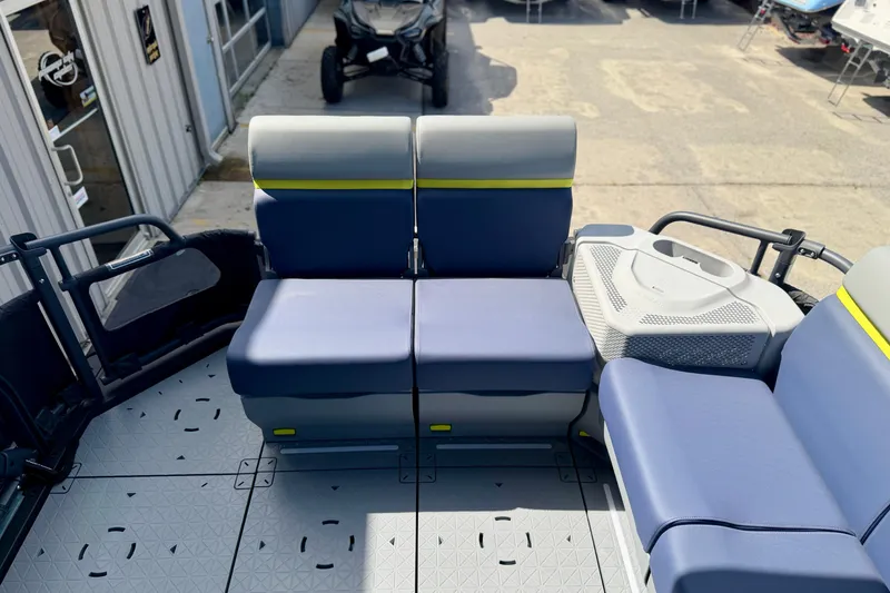 Slide: The Image of 2026 Sea-Doo Switch Cruise Limited 21 interior seating with modern design and comfortable layout. - 9