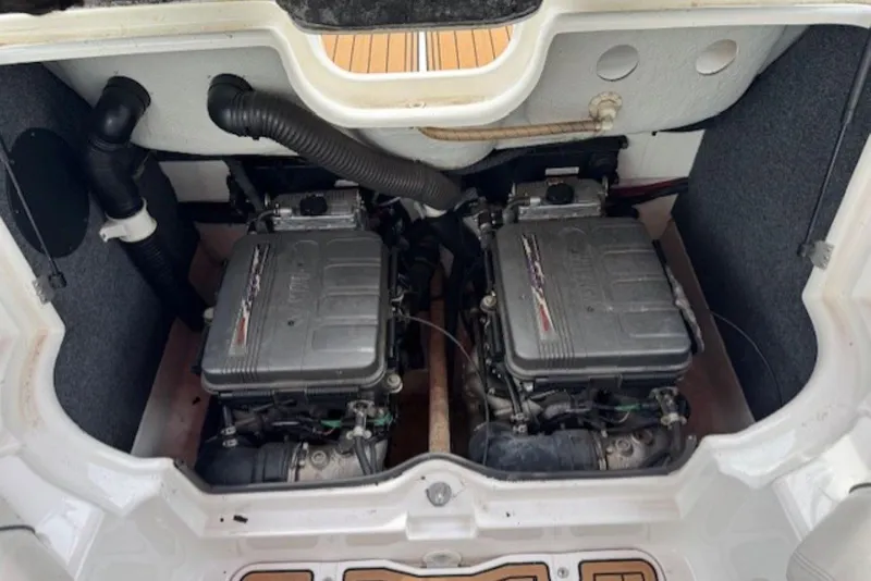 Slide: The Image of 2008 Yamaha Boats SX230 HO engine compartment with dual engines visible. - 30