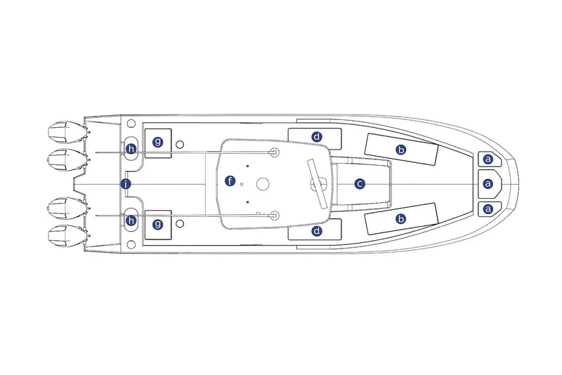 Slide: The Image of Manufacturer Provided Image: Top view schematic of 2025 SeaHunter 38 CTS boat layout. - 8