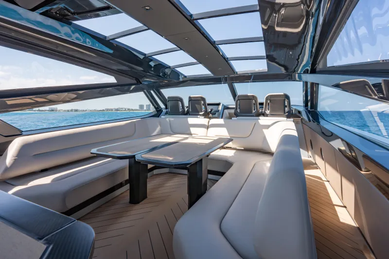 Slide: The Image of Luxurious interior of Wajer 77 yacht with sleek seating and panoramic windows. - 21