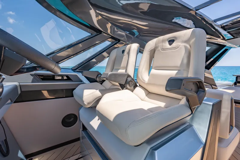 Slide: The Image of Luxury helm seats on a Wajer 77 yacht with ocean view. - 29