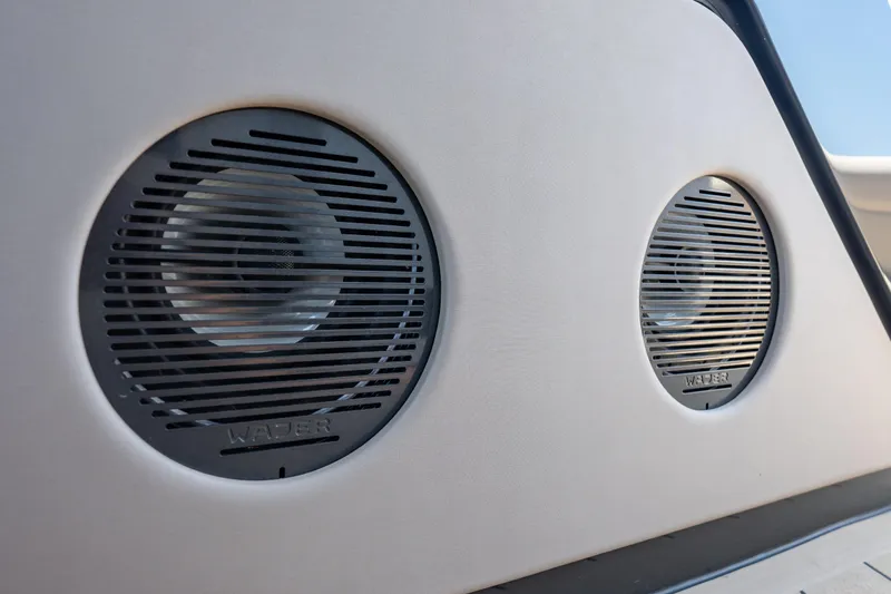 Slide: The Image of Wajer 77 yacht speakers, sleek design, close-up view. - 40
