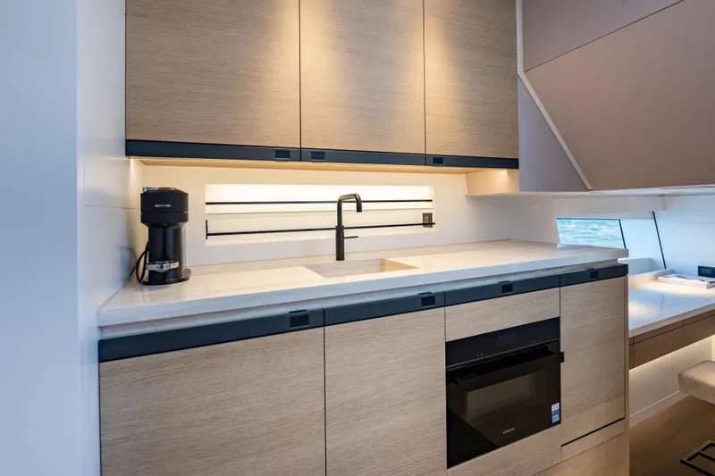 Slide: The Image of Modern kitchen interior on Wajer 77 yacht with sleek cabinetry and appliances. - 44