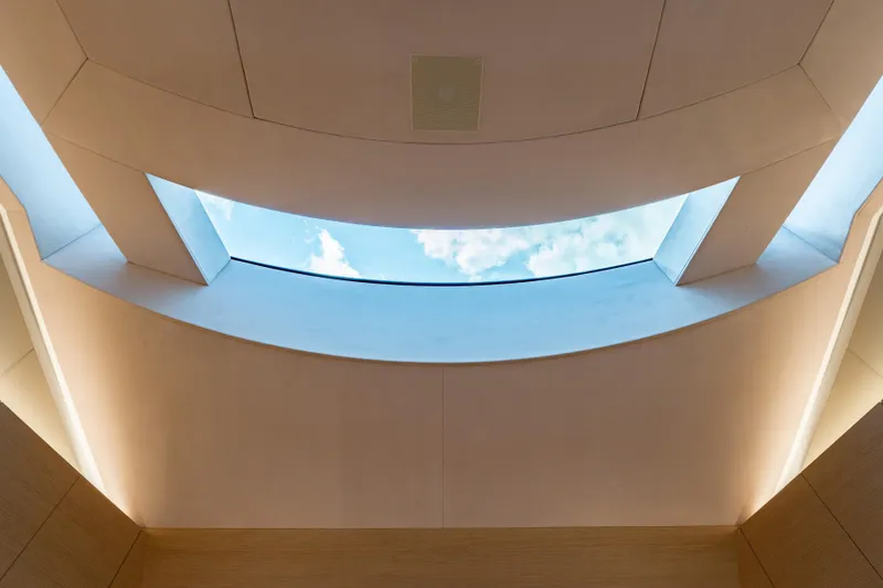 Slide: The Image of Interior view of Wajer 77 yacht skylight with blue sky and clouds. - 50