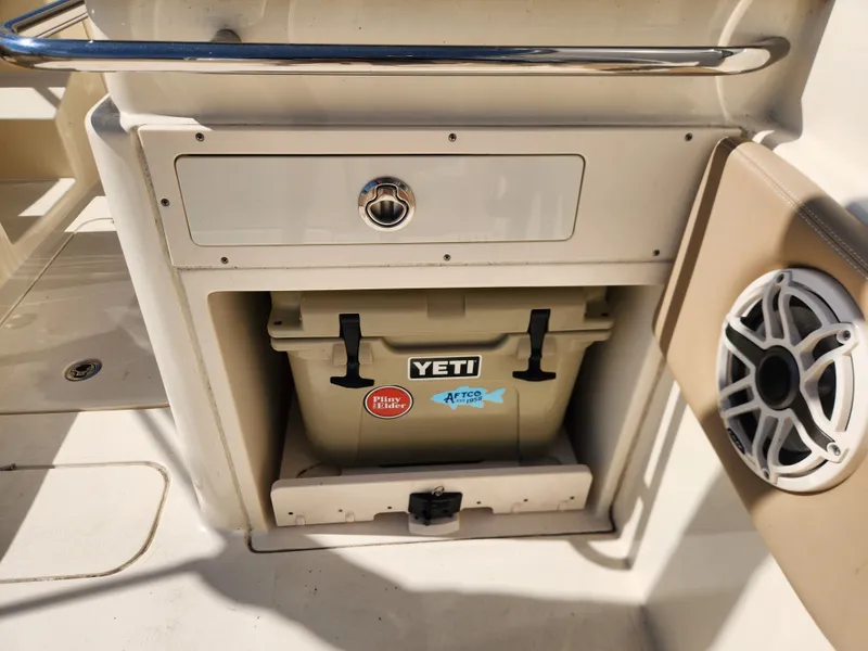 Slide: The Image of Yeti cooler in Scout 255 Dorado boat, year 2022. - 25