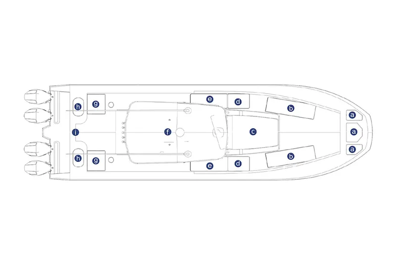 Slide: The Image of Manufacturer Provided Image: Top view schematic of 2025 SeaHunter 41 CTS boat layout. - 11