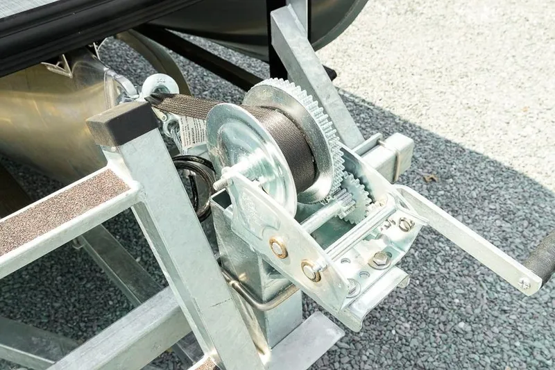 Slide: The Image of Winch mechanism on a 2026 Dockside Pontoons 22DQ boat trailer. - 10