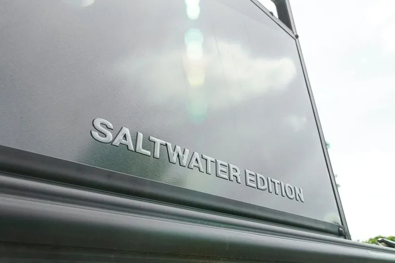 Slide: The Image of 2026 Dockside Pontoons 22DQ Saltwater Edition, sleek design detail. - 6