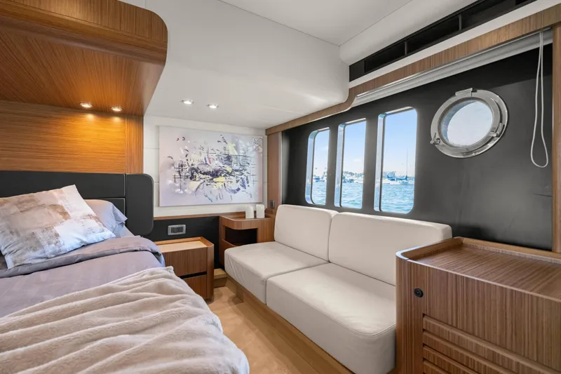 Slide: The Image of Luxurious interior of 2018 Absolute Navetta 52 yacht with elegant wood and modern furnishings. - 22