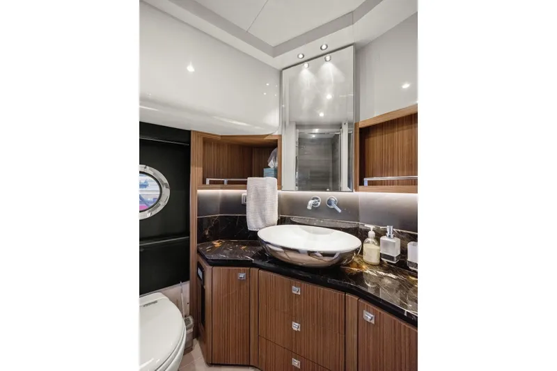 Slide: The Image of Luxurious bathroom interior of 2018 Absolute Navetta 52 yacht with modern fixtures and elegant design. - 26
